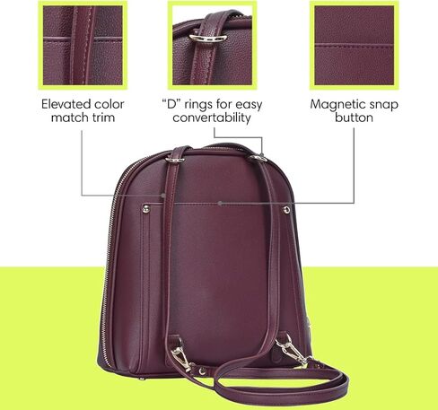 Miztique The Daisy Convertible Backpack Purse for Women (Black) | Soft Vegan Leather Shoulder Strap Bag or Convertible Backpack | 10.5in x 4in x 11.5in | in Kuwait