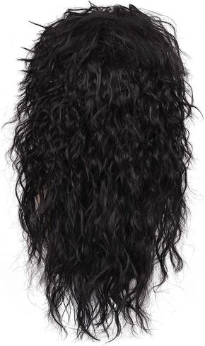FantaLook Mens 80S Long Curly Black Rocker Costume Wig in Saudi Arabia