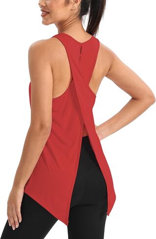Mippo Workout Tops for Women Open Back Shirts Athletic Gym Clothes Sleeveless Tank Tops Loose Fit in Saudi Arabia