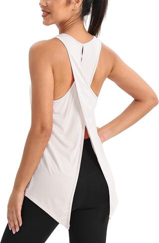 Mippo Workout Tops for Women Open Back Shirts Athletic Gym Clothes Sleeveless Tank Tops Loose Fit in Saudi Arabia