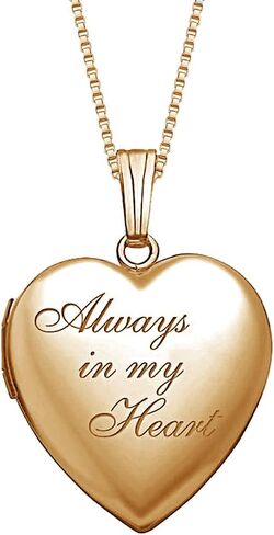 PicturesOnGold.com Personalized Always in My Heart Silver Or Gold Heart Locket Pendant Necklace Jewelry Gifts for Men & Women - 3/4 Inch X 3/4 Inch - Includes 18 inch Cable Chain in Kuwait
