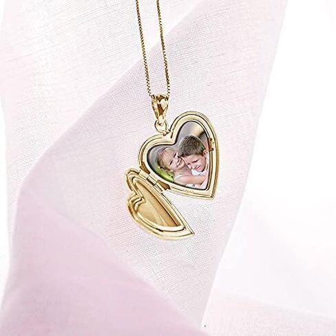 PicturesOnGold.com Personalized Always in My Heart Silver Or Gold Heart Locket Pendant Necklace Jewelry Gifts for Men & Women - 3/4 Inch X 3/4 Inch - Includes 18 inch Cable Chain in Kuwait