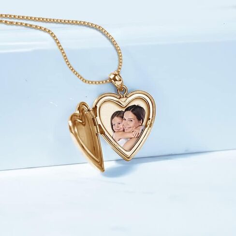 PicturesOnGold.com Personalized Always in My Heart Silver Or Gold Heart Locket Pendant Necklace Jewelry Gifts for Men & Women - 3/4 Inch X 3/4 Inch - Includes 18 inch Cable Chain in Kuwait