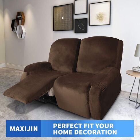 MAXIJIN Velvet 4 Piece Recliner Cover Stretch Plush Soft Cover for Chair Thick Soft Recliner Slipcover Separate Chair Cover with Side Pocket (Recliner, Gray) in Kuwait