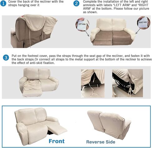 MAXIJIN Velvet 4 Piece Recliner Cover Stretch Plush Soft Cover for Chair Thick Soft Recliner Slipcover Separate Chair Cover with Side Pocket (Recliner, Gray) in Kuwait