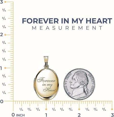 PicturesOnGold.com Sterling Silver & Yellow Gold Filled Oval Forever in My Heart Locket Necklace for Women with 18 Inch Chain in Saudi Arabia