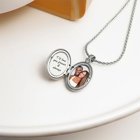 PicturesOnGold.com Sterling Silver & Yellow Gold Filled Oval Forever in My Heart Locket Necklace for Women with 18 Inch Chain in Saudi Arabia