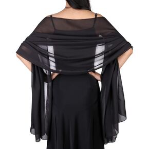 Ladiery Women Chiffon Shawls and Wraps for Evening Dresses, Elegant Soft Sheer Chiffon Stole Bride Wedding Scarf