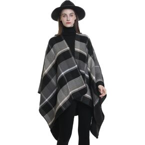 Shawl Wraps for Women, Elegant Knitted Cape Open Front Poncho Scarf Blanket Cardigan Coat for Spring, Autumn, and Winter