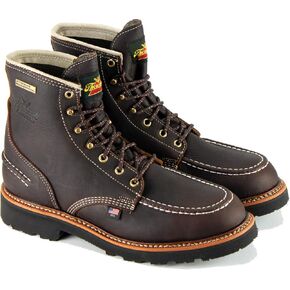 Thorogood 1957 Flyway 6" Waterproof Moc Toe Hunting Boots for Men - Premium Full-Grain Leather with Slip-Resistant Heel Outsole and Shock-Absorbing Footbed