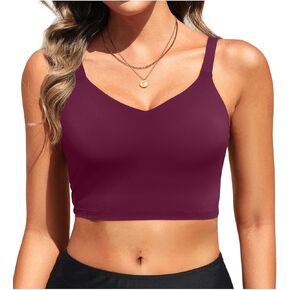 Aqua Eve Women's Sport Bra Swim Top - 2025 Crop Bikini Top Modest V Neck Bathing Suit