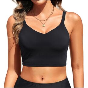 Aqua Eve Women's Sport Bra Swim Top - 2025 Crop Bikini Top Modest V Neck Bathing Suit in Kuwait