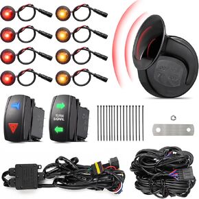 UTV ATV TEURL SIGNANT KIT مع 110 D HORN ، مسبقًا ، سد وقبوب وعبت UNINALSAL Street Legal Kit مع ضوء الخطر ، مجموعة Blinker مع مفتاح الروك متوافق مع Polaris RZR CAN-AM CFMOTO