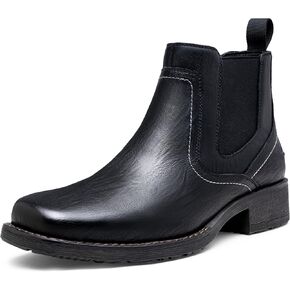 Jousen Chelsea Boots Men Square Toe Ankle Mens Western Boots Casual Slip On Boots for Men