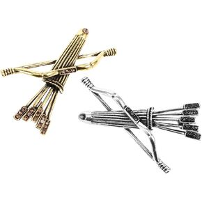 Vintage Bow and Arrow Brooch Pin Set, 2pcs Zinc Alloy Lapel Pins for Men, Assorted Colors, Ideal for Suit, Shirt, Hat, Wedding, Party Decor