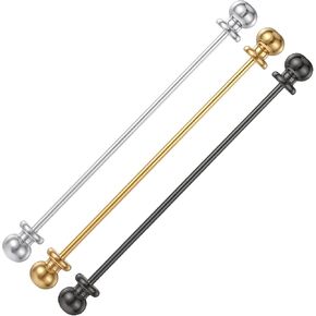 3 Pieces Men's Brass Ball Collar Bar Pins, Clasp Lapel Stick Brooch, Classic Collar Clips for Men(Silver, Golden, Black)