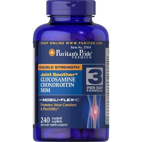 Puritan's Pride Glucosamine Chondroitin MSM Dietary Supplement for Joint Health, 240 Coated Tablets