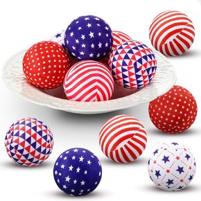 Ceenna 12 PCS 2.36 بوصة أبيض أبيض أزرق كرة مزودات في الرابع من يوليو من يوليو يوم العلم الأمريكي ديكورات اليوم الوطني ديكورات ديكور الوطنية لزهرية الحشو ديكور ديكور زخرفة المنزل