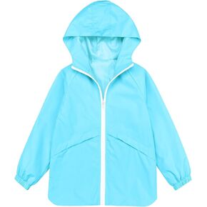 MODAFANS Boys Girls Rain Jacket Waterproof lined Hooded RainCoats Windbreaker