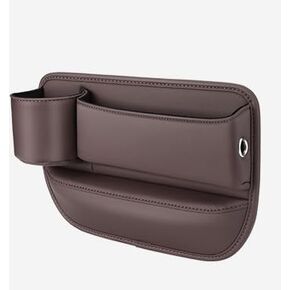 Car Seat Gap Filler, Universal Premium Leather Front Seat Side Organizer, Car Storage Box for Holding Phone, Sunglasses, Keys, Car Accessories fit Auto SUV Truck (Black Driver's + Passenger)