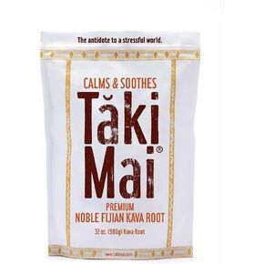 Taki Mai التقليدي Kava Kava Powder 16oz - مسحوق جذر الكافا الممتاز مع محتوى عالي الكافالاكتون للاسترخاء وتخفيف التوتر والهدوء ودعم النوم