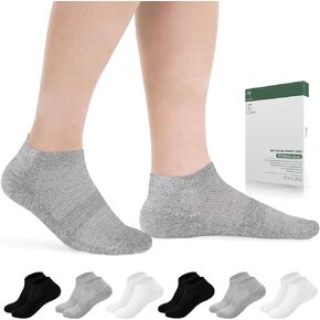 Bulinlulu Diabetic Socks for Men Women,6 Pairs Low Cut Non Binding Diabetic Socks,Ankle Seamless Socks for Men 6-9 9-12(Dark-Large)