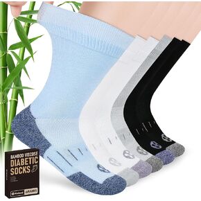 Diabetic Socks for Men,6 Pairs Non Binding Crew Diabetic Socks for Men Size 9-12