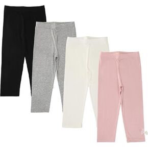 4 Pack Girls Capri Leggings Yoga Pants for Girls 3/4 Summer Pants