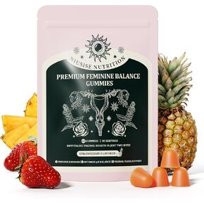 Feminine Balance Gummies, Premium Balance Supplement for Women PH Health, Immune Support, Vegan, Gluten-Free - Hawaiian Pineapple - 60 Gummies - 30 Servings