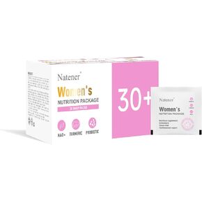 Natener 6 in 1 Vaginal Probiotic Daily Pack - 80B CFUs Lactobacillus + Multivitamins + Omega-3 + Collagen Peptide + NAD+ Support Vaginal Ph Balance, Moisture, Tightening,Anti-Aging,Immune & Mood