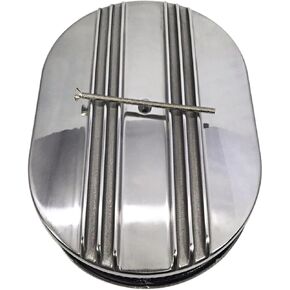 12"" Half Finned Polished Aluminum Air Cleaner Compatible with Classic Chevy Ford Hot Rod Rat