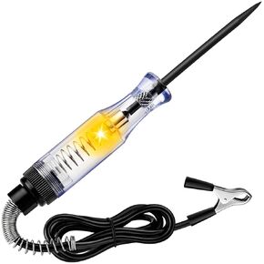 اختبار ضوء السيارات ، اختبار الدائرة 6V-12V-24V DC قلم اختبار كهربائي مع مقطع التمساح ومسبار الصلب الطويل ، اختبار فتيل الجهد الاستمرارية لسيارة سيدان وسيارات الدفع الرباعي و RV والشاحنة
