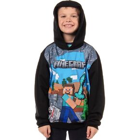Mad Engine Minecraft Boy's Minecraft World Steve Creeper Wolf Pullover Hooded Hoodie