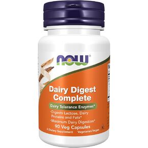 NOW Foods Supplements, Dairy Digest Complete, Digests Lactose, Dairy Proteins and Fats*, Dairy Tolerance Enzymes*, 90 Veg Capsules