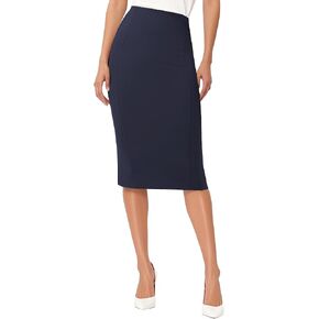 Urban CoCo Women's High Waist Stretch Pencil Skirt Knee Length Bodycon with Back Slit for Business Casual