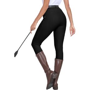 MoFiz Women's Horse Riding Pants Full Seat Silicon Knee-Patch Equestrian Breeches Horseback Schooling Tights Zipper Pockets
