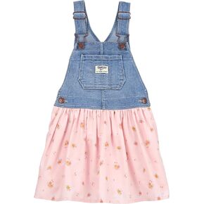 OshKosh B'Gosh Girls World's Best Overalls, Pink Floral, 3T