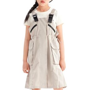 Girls Overalls Cargo Adjustable Straps Little Girls Jumper Summer with Pockets 4-15Y