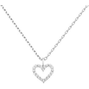 PAVOI 14K Gold Plated Cubic Zirconia Heart Necklace | Cute Dainty Love Pendant Necklaces for Women