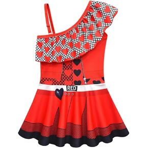 Descendants One Piece Bathing Suit for Girls 3-10 Years, Cute Princess Swimsuits Cartoon Printed Swimwear