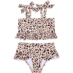 Zando Toddler Baby Swimsuit Girl Two Piece Toddler Bathing Suit Girl Cute Ruffle Bikini Set Summer Beach Swimwear 12M-7Years