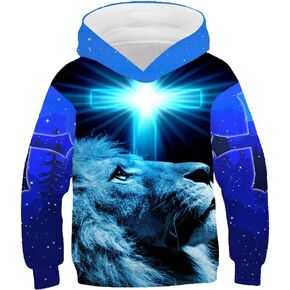 CHAOS MONKEY Boys Girls 3D Jesus Hoodie Print Christian Sweatshirt Pullover with Pocket