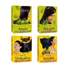مسحوق Amla العشبي 100g ، مسحوق براهمي 100 جم ، مسحوق شيكاكاي 100G ، مسحوق Aritha 100g - 1 حزمة كومبو كاملة العناية بالشعر