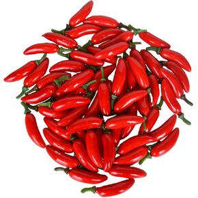 60pcs Simulation Artificial Lifelike Small Chili Fake Vegetable Red Yellow Green Pepper for Home Kitchen Decoration (Multi Color)