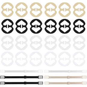 30 Pcs Set Anti-Slip Bra Straps Holder, 24Pcs Bra Clips and 6 Pcs Adjustable Non Slip Bra Straps for Full Cup Size