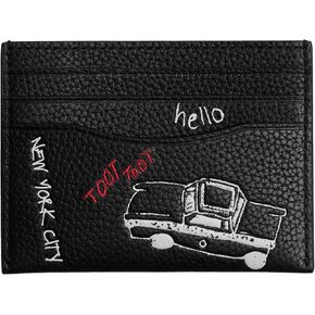 Coach Men's Card Case with Sketch Print Accessory-Travel Wallet, Black Multi