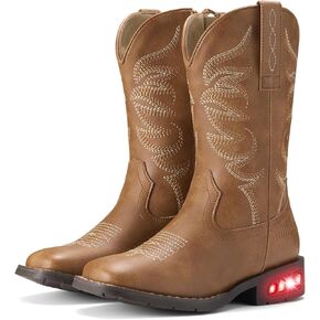 Rollda Toddler Cowboy Boots for Boys Girls Cowgirl Boots Light Up Kids Western Boots for Toddler/Little Kid