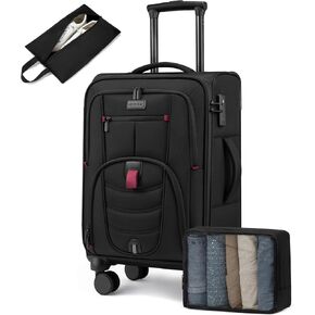 Carry On Luggage 22x14x9 Airline Approved, 22-Inch Suitcases with Spinner Wheels, Softside Carry-on Luggage with TSA Lock for Men Women Business Trip, Lightweight Large Capacity Luggage for Travel