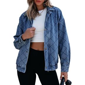Sidefeel Women's Jean Jule Stupy Long Sleeve Zimbaplatinum Oversized Denim Jackets Shacket Coat Fashion Outfits Spring 2025
