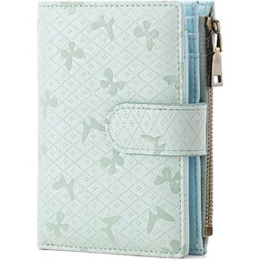 محافظ Gaekeao الصغيرة للنساء الجلود RFID حظر Bifold Zipper Pocket Wallet Wallet Presh مع نافذة ID